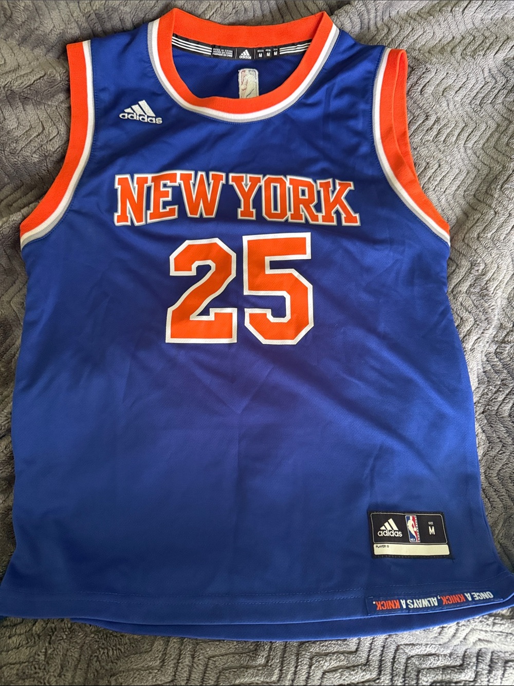 adidas Blue and Orange New York #25 Basketball Jersey